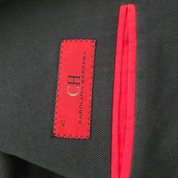 Carolina Herrera Navy Sport Coat with Notched Lapels - Picture 4 of 8